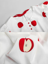 Load image into Gallery viewer, White Crew Neck Printed Red Apple Swing 1950S Dress