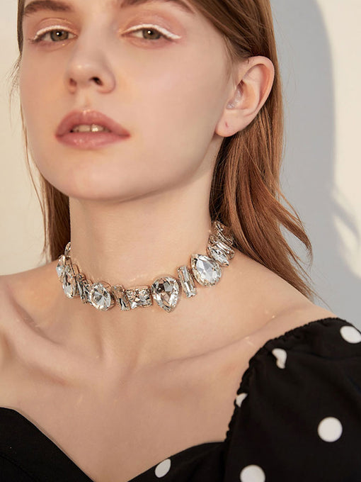 Choker Vintage Women's Necklace With Diamonds In Different Shapes