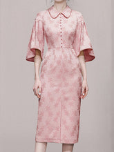 Load image into Gallery viewer, Apricot Peter Pan Collar Slit Embroidered 1940S Vintage Dress