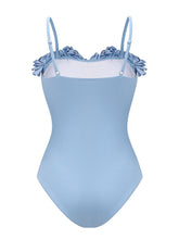 Load image into Gallery viewer, Baby Blue Rose Handmde One Piece Swimsuit