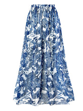 Load image into Gallery viewer, Blue Dragonfly Print V Neck One Piece With Bathing Suit Swing Skirt