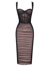 Load image into Gallery viewer, Wine Red Mesh Strap Corset Velvet Bodycon Dress Sexy Gown Party Dress
