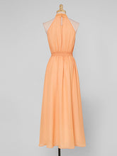 Load image into Gallery viewer, White And Orange Lace Halter Maxi Dress
