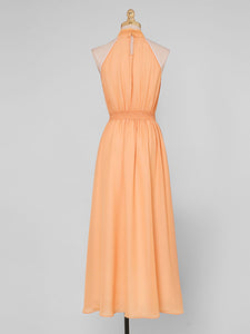 White And Orange Lace Halter Maxi Dress