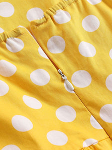 Yellow Polka Dots Vintage 1950S Dress With Pockets