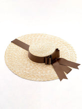 Load image into Gallery viewer, Sweet Green Bow Vintage Pride And Prejudice Same Style 1950S Straw Hat