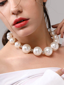 1950S Plastic Pearl And Diamond Vintage Women's Necklace