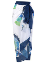 Load image into Gallery viewer, Floral Print Retro Style V Neck One Piece With Bathing Suit Wrap Skirt
