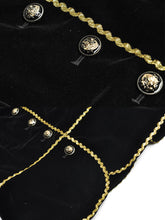 Load image into Gallery viewer, 2PS Black With Golden Embroidered Edges 1950S Vintage Classic Top And Tulle Skirt Suit