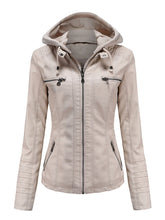 Load image into Gallery viewer, Winter‘s Coat Long Sleeve PU Leather With faux fur lined Warm Hooded Jacket For Women