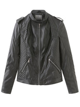 Load image into Gallery viewer, Brown Long Sleeve PU Leather Soft Jacket For Women
