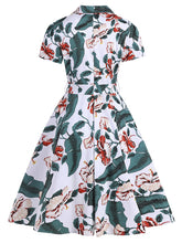Load image into Gallery viewer, Green 1960S Floral Print Swing Vintage Dress With Belt