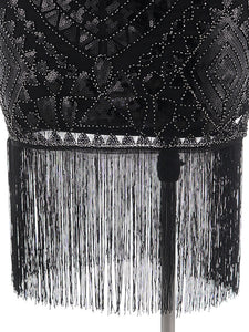 1920S Short Sleeve Fringed Sequin Gatsby Flapper Dress