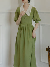 Load image into Gallery viewer, Green Chelsea  Floral Embroidered Collar Audrey Hepburn 1950S Dress