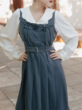 Load image into Gallery viewer, 2PS Dark Blue Long Sleeve Ruffles Evdwardian Revival Dress Suits