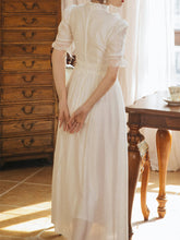 Load image into Gallery viewer, White Lace Ruffles Puff Sleeve Edwardian Revival Wedding Dress