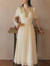 Load image into Gallery viewer, Apricot Chelsea Collar Short Sleeve Audrey Hepburn 1950S Dress
