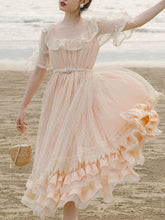 Load image into Gallery viewer, Pink Orange Ruffles Lace Vintage 1950S Swing Victoria&#39;s Fairy Dress