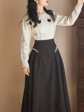 Load image into Gallery viewer, 2PS Bowknot Sweater And Pleats With Glass Diamond Swing Skirt 1950S Hepburn Style Outfits