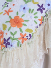 Load image into Gallery viewer, Embroidered Flower Puff Sleeve Vintage Knitting Sweater Dress