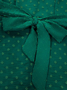 Dark Green Crew Neck Long Sleeve 1950S A Line Vintage Dress With Belt