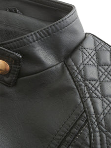 Soft Coat Long Sleeve PU Leather Motorcycle Jacket For Women
