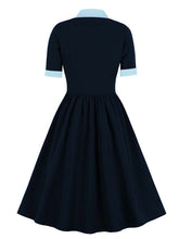 Load image into Gallery viewer, 1950S Pink Bowknot Collar Vintage Styel Black Dress