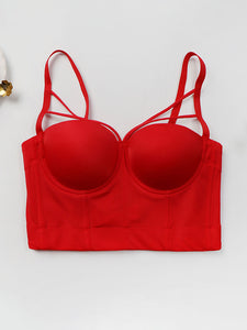 Solid Color Cut Out Corset Camisole Top