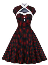 Load image into Gallery viewer, Red Polka Dots Fake Two Piece Shawl 1950S Swing Dress