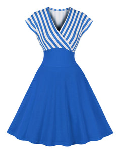 Green Stripe Raglan Sleeves 1950S Vintage Swing Dress