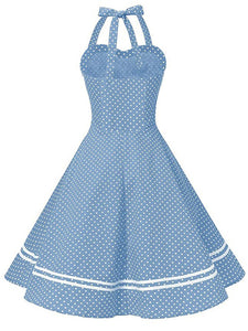 1950S Polka Dots Halter Sailor Style Dress 
