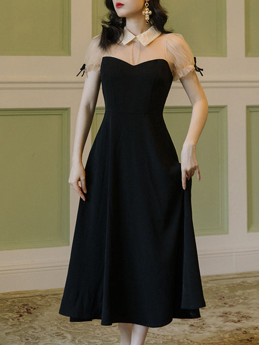Black Semi-Sheer Bowkont Little Black Dress