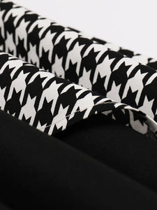 Black Houndstooth Print Spaghetti Strap 1950S Vintage Swing Dress