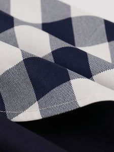 Navy Plaid Spaghetti Strap 1950S Vintage Swing Dress