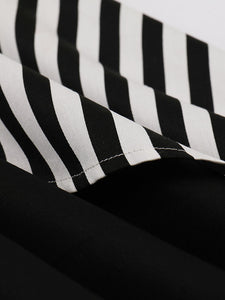 Beetlejuice Costume Spaghetti Strap Pocket Dress With Black and White Vertical Stripe