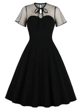Load image into Gallery viewer, With Pocket Semi-Sheer A Line Black 50S Dress
