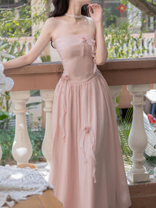 Pink 3D Rose Tube Top 1950S Fairy Vintage Dress