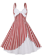 Load image into Gallery viewer, 1950S Spaghetti Strap Pocket Dress With Red and White Vertical Stripe