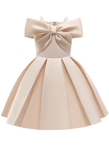 Kids Little Girls' Dress Off Shoulder Bow Birthday Christening Dress