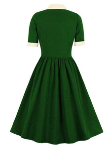 1950S Pink Bowknot Collar Vintage Styel Black Dress