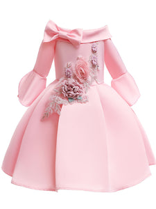 Kids Little Girls' Dress Princess Pink Off Shoulder Birthday Christening Dress