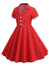 Load image into Gallery viewer, Kids Little Girls&#39; Dress Turn Down Collar Polka Dot Cotton 1950S Vintage Dress