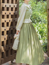 Load image into Gallery viewer, 2PS Light Green Peter Pan Collar Ruffles Blouse And Green Swing Skirt 1950S Dresss Set