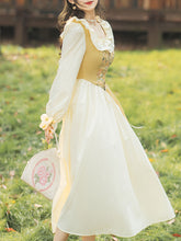 Load image into Gallery viewer, Yellow Square Neck Ruffle Corset Vintage Fairy Dress