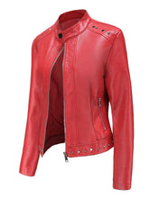 Load image into Gallery viewer, Rivet Long Sleeve PU Leather Motorcycle Jacket