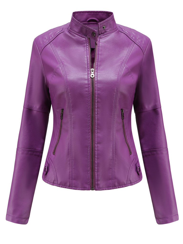 6 Color Long Sleeve PU Leather Motorcycle Jacket
