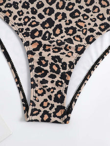 Gradient Leopard Print Strap One Piece With Bathing Suit Wrap Skirt