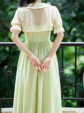 Load image into Gallery viewer, 2PS White Cape With Green Spaghetti Strap 1950S Dress Set