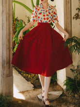 Load image into Gallery viewer, Flowers Print Shirt And Swing Skirt Dress Set
