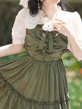 Load image into Gallery viewer, White Puff Sleeve With Green Cute Dress Vintage Princess Dress